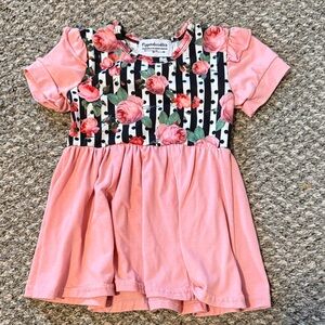 Pink Floral Striped Dress